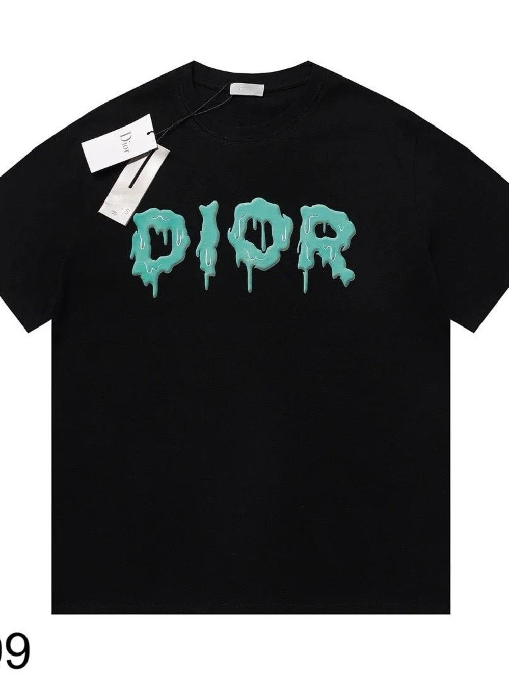 Dior Black T-Shirt with Mint Drip Logo